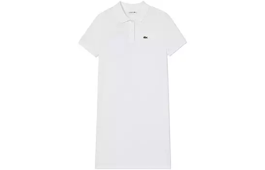 Платье с короткими рукавами женское белое Lacoste