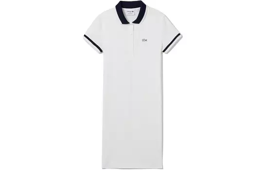 Платье с короткими рукавами женское белое Lacoste