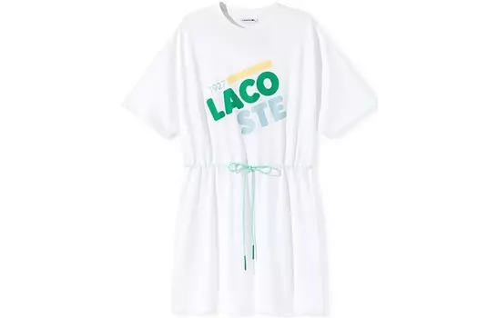 Платье с короткими рукавами женское белое Lacoste