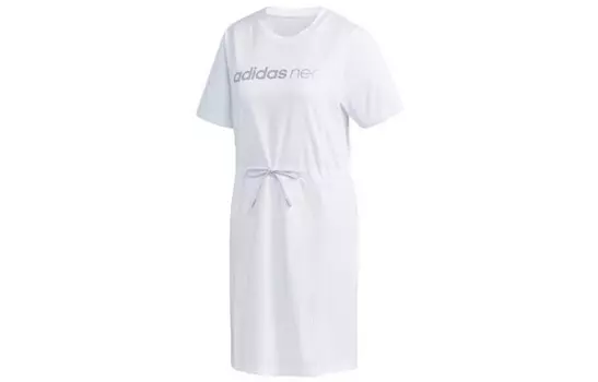 Платье с короткими рукавами женское белое Adidas