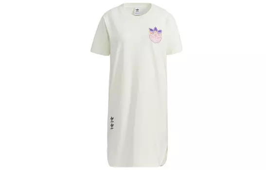 Платье с короткими рукавами женское белое Adidas Originals