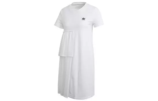 Платье с короткими рукавами женское белое Adidas Originals