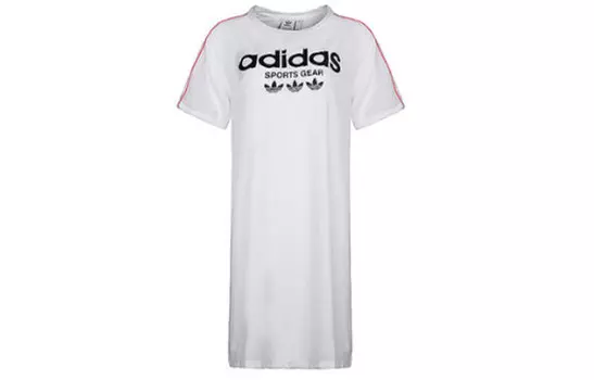 Платье с короткими рукавами женское белое Adidas Originals