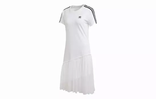 Платье с короткими рукавами женское белое Adidas Originals