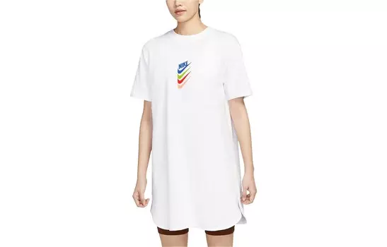 Платье с короткими рукавами женское белое Nike