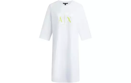 Платье с короткими рукавами женское белое Armani Exchange