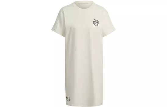 Платье с короткими рукавами женское белое Adidas Originals