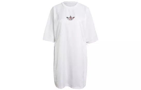 Платье с короткими рукавами женское белое Adidas Originals