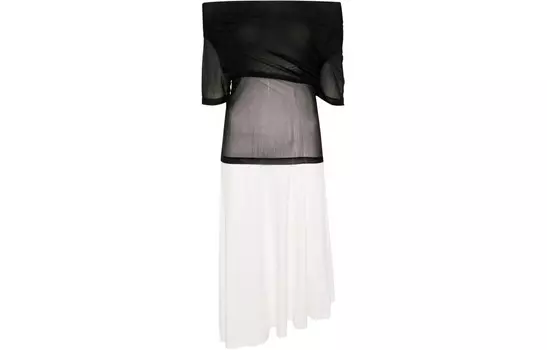 Платье с короткими рукавами женское белое/черное Mm6 Maison Margiela