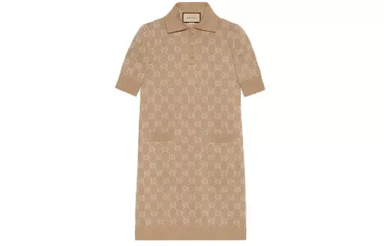 Платье с короткими рукавами женское бежевое Gucci