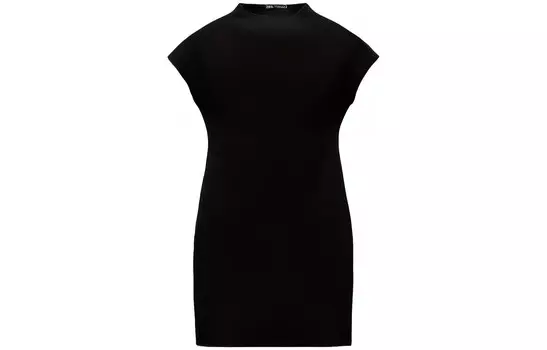 Платье с короткими рукавами женское черное Zara
