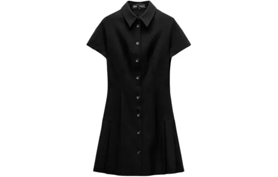 Платье с короткими рукавами женское черное Zara