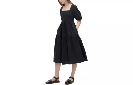Платье с короткими рукавами женское черное Uniqlo
