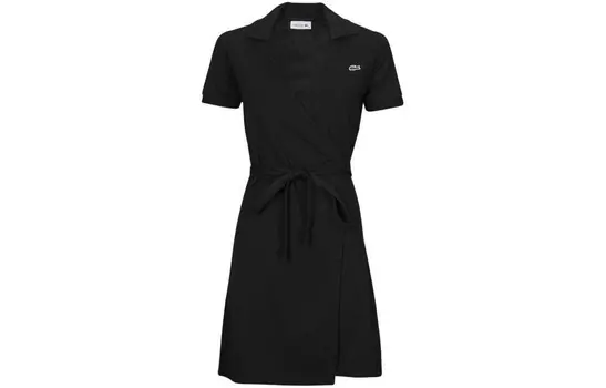 Платье с короткими рукавами женское черное Lacoste