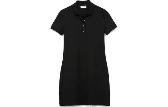 Платье с короткими рукавами женское черное Lacoste