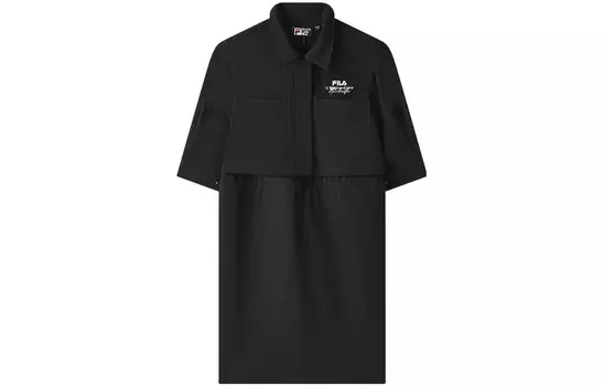 Платье с короткими рукавами женское черное Fila