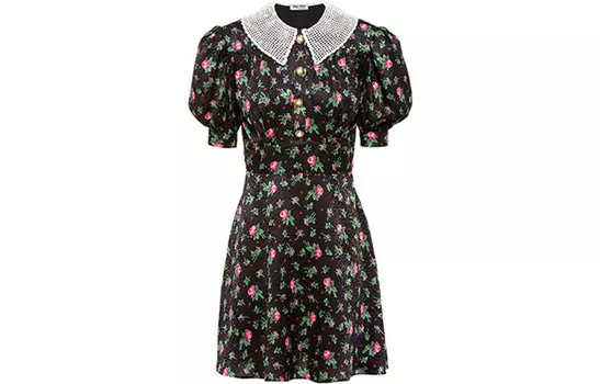 Платье с короткими рукавами женское черное Miu Miu