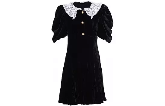 Платье с короткими рукавами женское черное Miu Miu