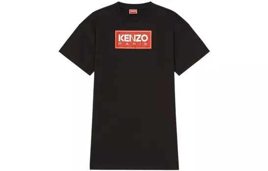 Платье с короткими рукавами женское черное Kenzo