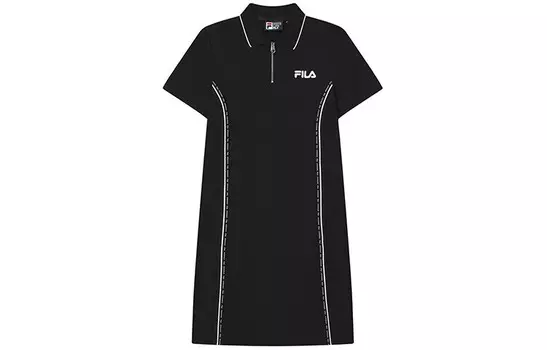 Платье с короткими рукавами женское, цвет черный как смоль Fila