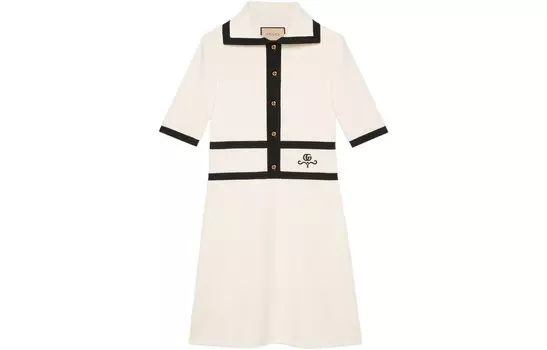 Платье с короткими рукавами женское цвета слоновой кости Gucci