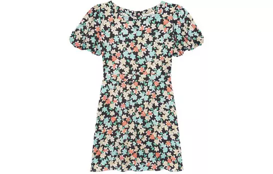 Платье с короткими рукавами женское, цветное, черное Saint Laurent