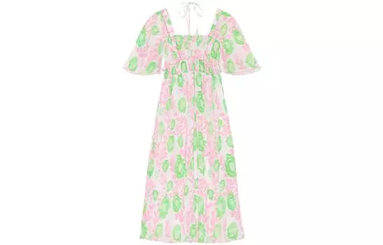 Платье с короткими рукавами женское GANNI, Pink Mesh