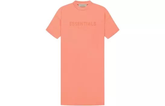 Платье с короткими рукавами женское кораллово-красное Fear Of God Essentials