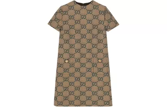 Платье с короткими рукавами женское коричневое Gucci
