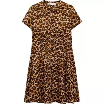 Платье с короткими рукавами женское леопардовое Zara