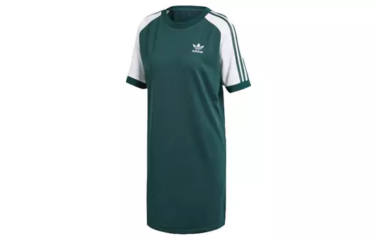 Платье с короткими рукавами женское, лесной зеленый Adidas Originals