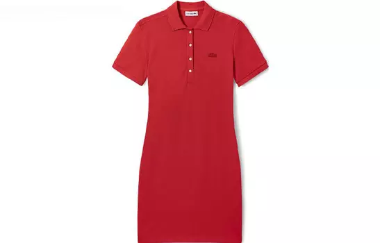 Платье с короткими рукавами женское оранжевое Lacoste