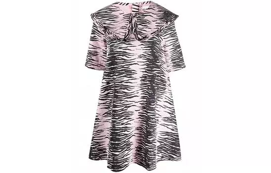 Платье с короткими рукавами женское разноцветное GANNI, мультиколор