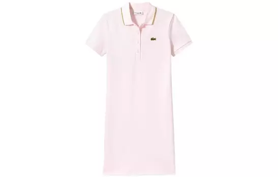 Платье с короткими рукавами женское розовое Lacoste