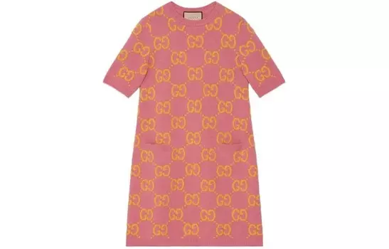 Платье с короткими рукавами женское розовое Gucci