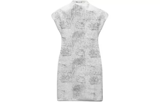 Платье с короткими рукавами женское серебристое Zara