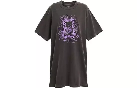 Платье с короткими рукавами женское серое Coach