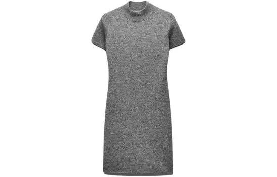 Платье с короткими рукавами женское, серое Zara