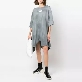 Платье с короткими рукавами женское серое Mm6 Maison Margiela