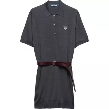 Платье с короткими рукавами женское серое Prada