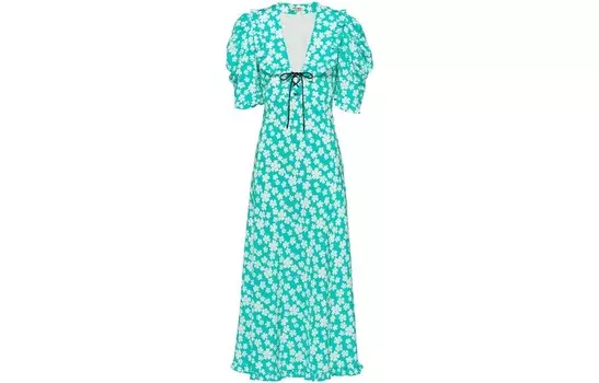 Платье с короткими рукавами женское синее Miu Miu