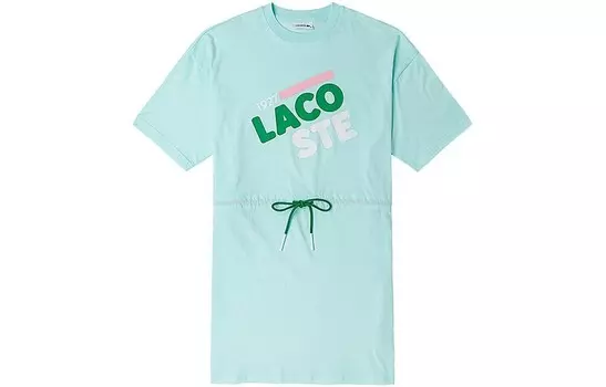 Платье с короткими рукавами женское светло-голубое Lacoste