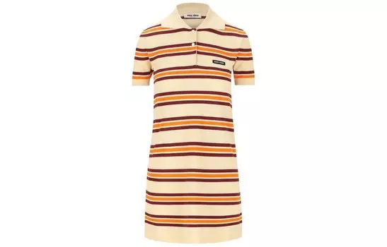 Платье с короткими рукавами женское светло-коричневое Miu Miu