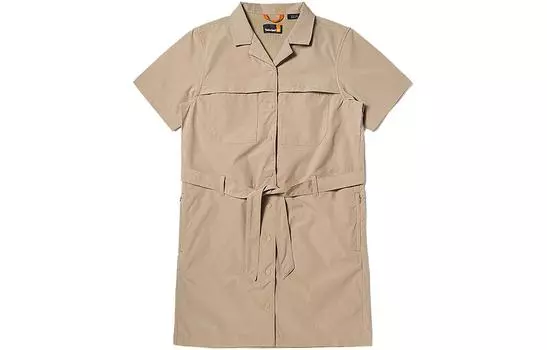 Платье с короткими рукавами, женское, светло-грязевого цвета Timberland, Light Mud
