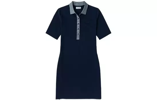 Платье с короткими рукавами женское темно-синее Lacoste