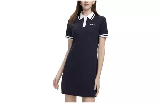 Платье с короткими рукавами женское темно-синее Fila