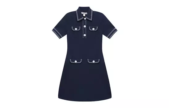 Платье с короткими рукавами женское темно-синее Michael Kors