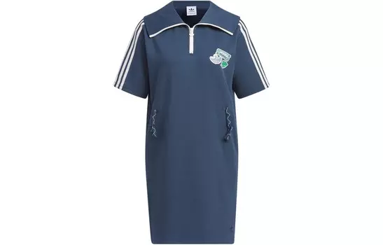 Платье с короткими рукавами женское темно-синее Adidas Originals