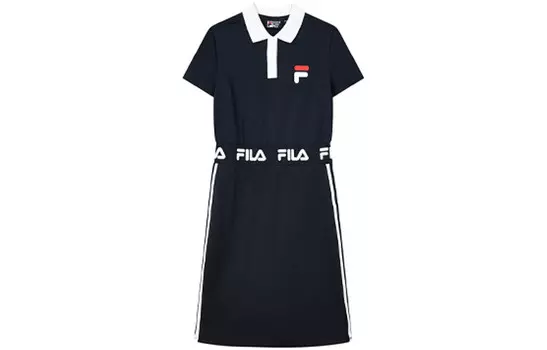 Платье с короткими рукавами женское темно-синее Fila
