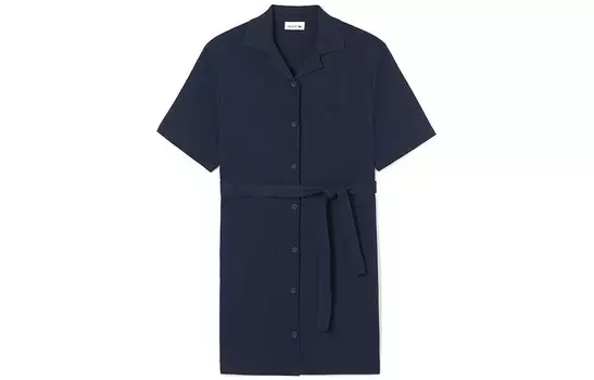 Платье с короткими рукавами женское темно-синее Lacoste